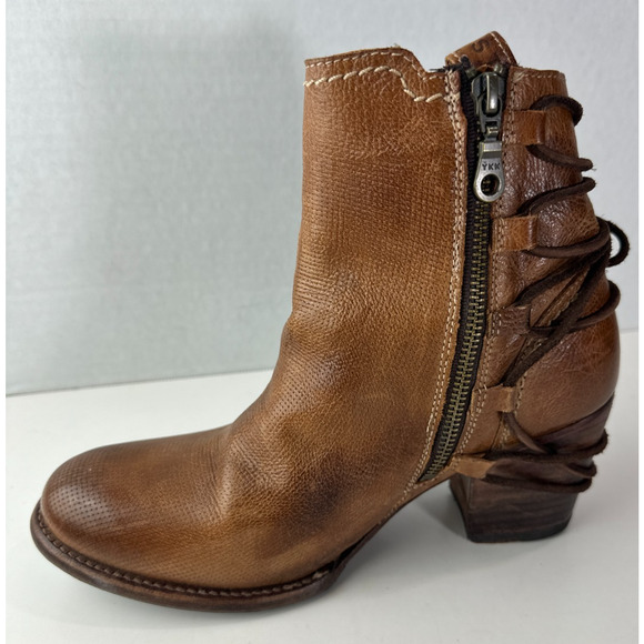 Bed Stu Blaire Leather Ankle Boot Tan Rustic Cobbler Lace Boots Women's Size 9 - Picture 9 of 16